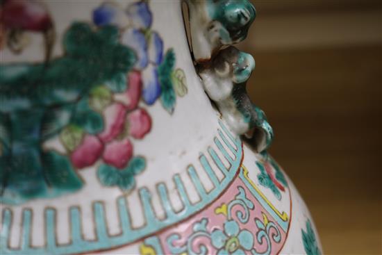 A Chinese famille rose vase on stand height excl. stand 44cm